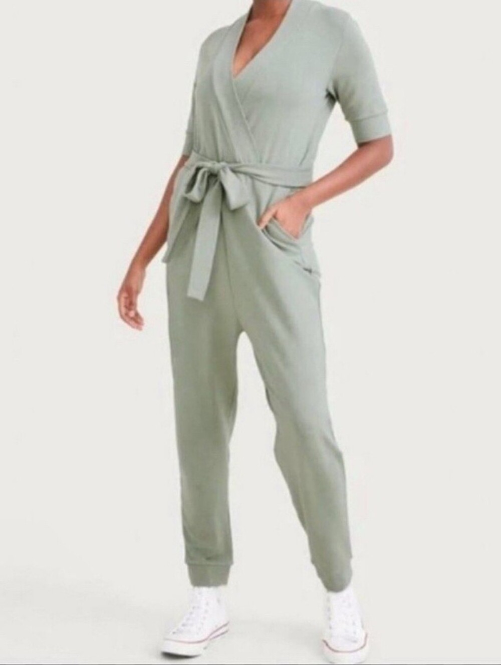 Hatch Sage Green Wrap Jumpsuit Size 1/S